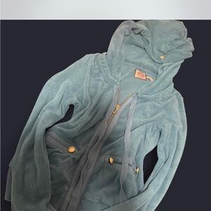Juicy couture Teal Hooded Jacket with Gold Accents
